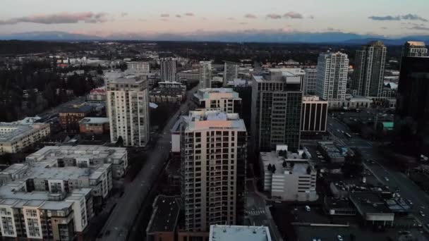 Evening Bellevue Aerial View Washington State Downtown Amazing Landscape — Stock Video