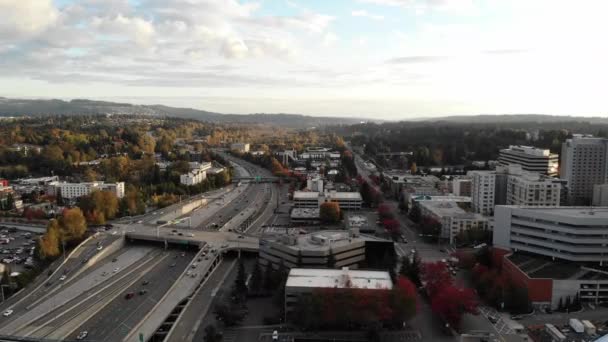 Bellevue Aerial View Washington State Downtown Amazing Landscape — Stock Video