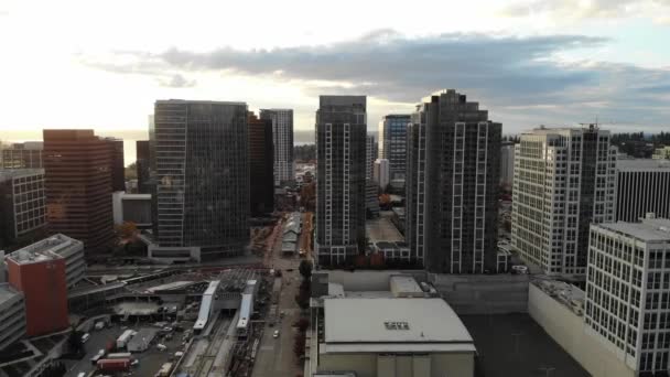 Bellevue Downtown Aerial View Amazing Landscape Washington State — стокове відео