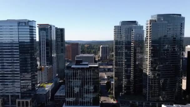 Bellevue Washington State Downtown Aerial Flying Amazing Landscape — стокове відео