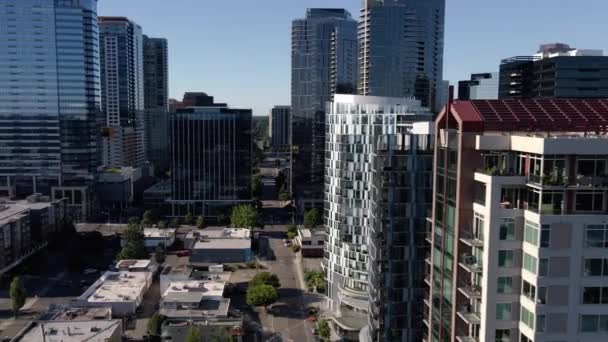 Bellevue Washington State Aerial Flying Downtown Amazing Landscape — стокове відео