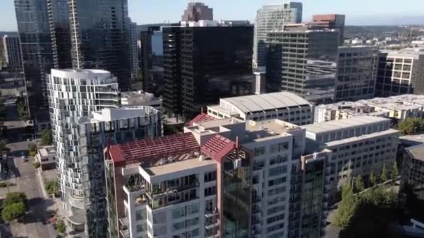Bellevue Washington State Aerial Flying Amazing Landscape Downtown — стокове відео