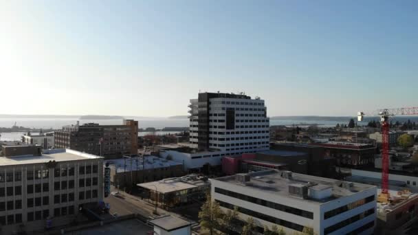 Everett Innenstadt Bundesstaat Washington Erstaunliche Landschaft Luftaufnahme — Stockvideo