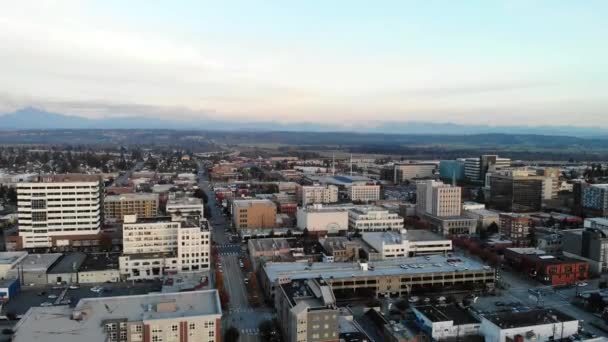 Everett Innenstadt Luftaufnahme Washington State Erstaunliche Landschaft — Stockvideo