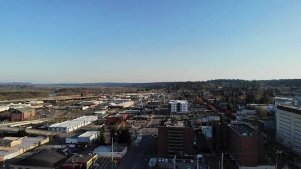 Everett Washington State Downtown Fantastiskt Landskap Flyg — Stockvideo
