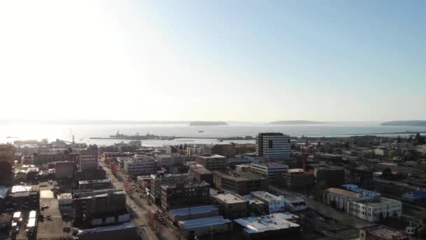 Everett Washington State Centro Città Volare Aereo Paesaggio Fantastico — Video Stock