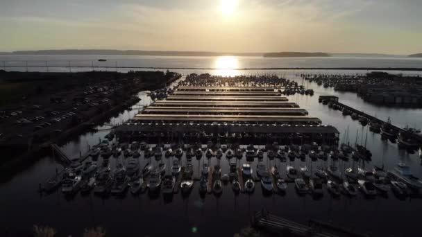 Hafen Von Everett Bundesstaat Washington Innenstadt Luftaufnahme Atemberaubende Landschaft — Stockvideo