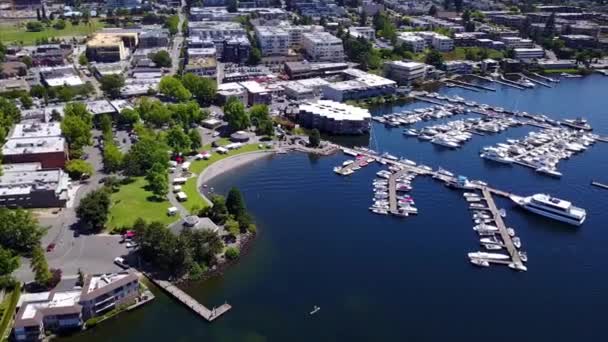 Kirkland Washington State Αεροφωτογραφία Moss Bay Καταπληκτικό Τοπίο — Αρχείο Βίντεο