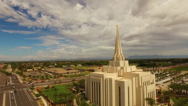 Gilbert Temple Arizona Vista Aérea Centro Ciudad Paisaje Increíble — Vídeo de stock