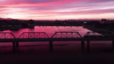 Sunset Over Tempe, Aerial View, Tempe Town Lake, Amazing Landscape, Arizona