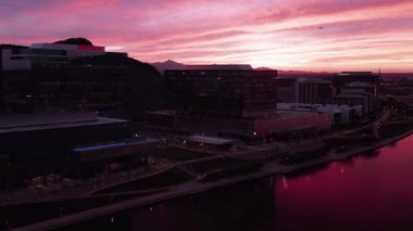 Sunset Over Tempe, Arizona, Downtown, Aerial View, Muhteşem Manzara