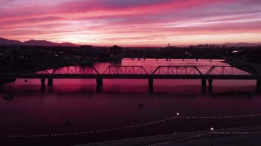 Sunset Over Tempe, Aerial View, Arizona, Amazing Landscape, Tempe Town Gölü