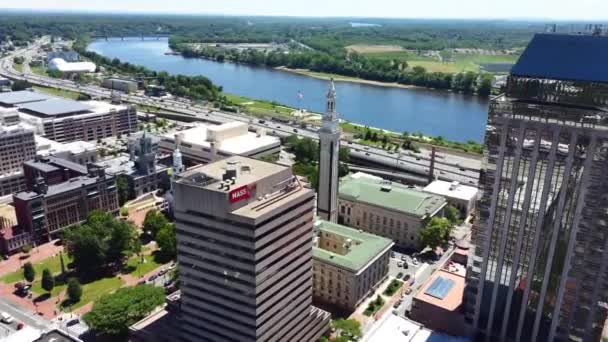 Springfield Massachusetts Uitzicht Lucht Downtown Amazing Landscape — Stockvideo
