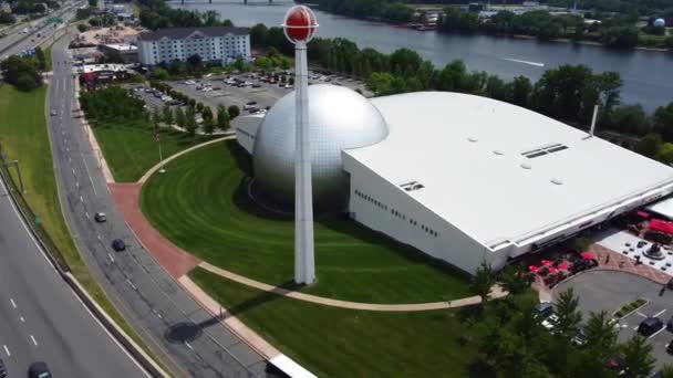 Springfield Naismith Memorial Basketball Hall Fame Massachusetts Luchtfoto — Stockvideo