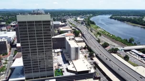 Springfield Downtown Aerial View Verbazingwekkend Landschap Massachusetts — Stockvideo
