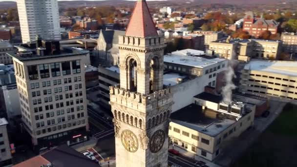 Worcester City Hall Massachusetts Downtown Letecký Pohled — Stock video