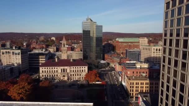 Worcester Massachusetts Aerial View Amazing Landscape Downtown — ストック動画