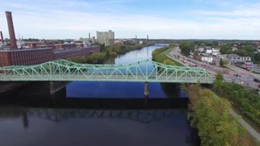 Lowell, Massachusetts, Aerial View, Merrimack River, John E. Cox Memorial Köprüsü