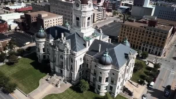 Evansville Indiana Old Courthouse Aerial View Downtown — 비디오