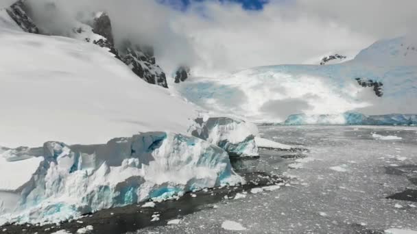 Antártida Polo Sur Vista Aérea Icebergs Paisaje Asombroso Océano Antártico — Vídeo de stock