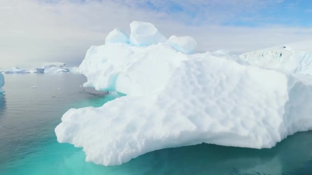 Antarctica South Pole Aerial View Antarctic Ocean Icebergs Amazing Landscape — Vídeos de Stock
