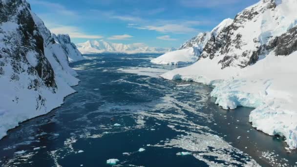Antártida Polo Sur Océano Antártico Vista Aérea Paisaje Asombroso Montañas — Vídeos de Stock