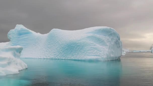 Antarctica South Pole Icebergs Antarctic Ocean Amazing Landscape Aerial View — стокове відео