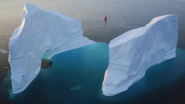 Antarctica South Pole Antarctic Ocean Aerial View Icebergs Amazing Landscape — стокове відео