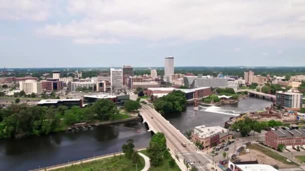 South Bend Aerial View Indiana Downtown Amazing Landscape — Stock video