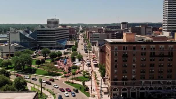 South Bend Downtown Aerial View Amazing Landscape Indiana — стокове відео