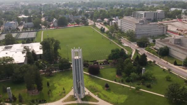 Indiana University Bloomington Aerial View Arthur Metz Bicentennial Grand Carillon — стоковое видео