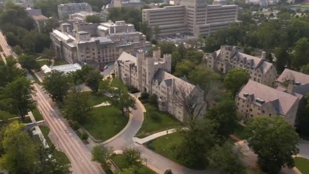 Indiana University Bloomington Aerial View Amazing Landscape — стоковое видео