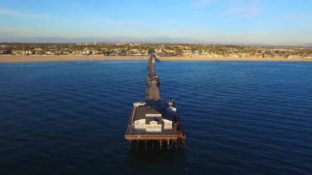 Seal Beach Pier Kalifornia Csendes Óceán Partján Csodálatos Táj Légi — Stock videók