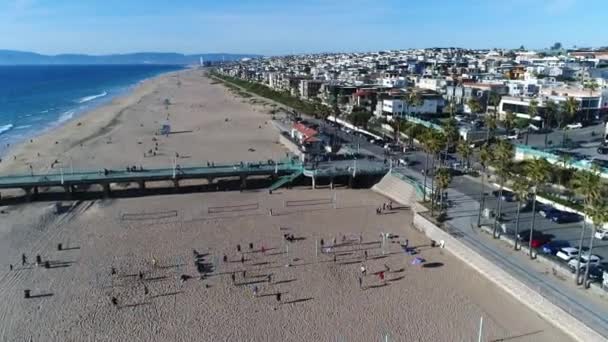 Manhattan Beach California Costa Del Pacífico Hermoso Paisaje Vista Aérea — Vídeos de Stock