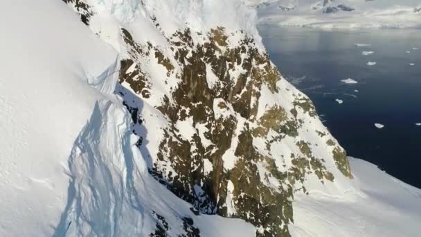 Antártica Pólo Sul Montanhas Geladas Vista Para Drones Oceano Antártico — Vídeo de Stock