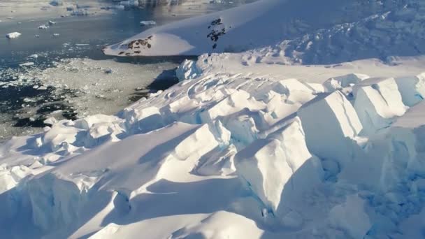 Antarktis Südpol Eisberge Antarktischer Ozean Erstaunliche Landschaft Drohnenblick — Stockvideo