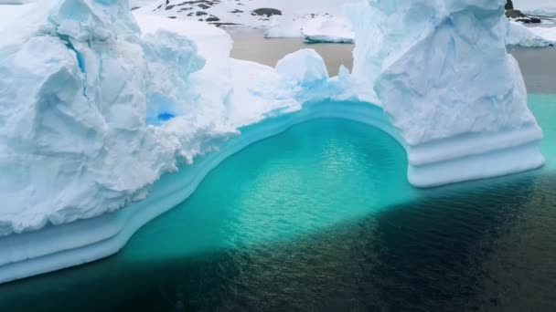 Antártida Icebergs Océano Antártico Vistas Los Drones Polo Sur Paisaje — Vídeos de Stock
