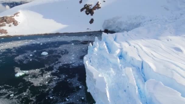 Антарктида Южный Полюс Вид Дрон Удивительный Пейзаж Антарктический Океан Ледяные — стоковое видео