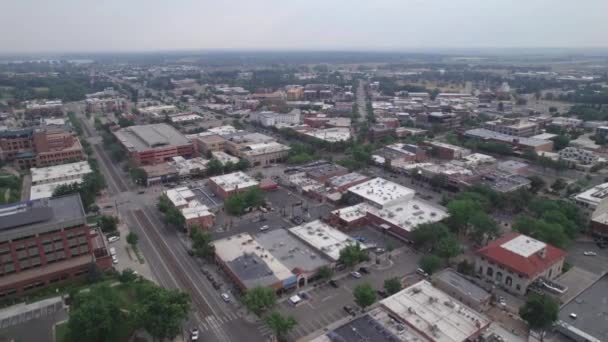 Luftflug Über Fort Collins Colorado Innenstadt Amazing Landscape Drohnenblick — Stockvideo