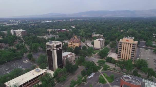 Luftflug Über Fort Collins Colorado Drone View Downtown Amazing Landscape — Stockvideo