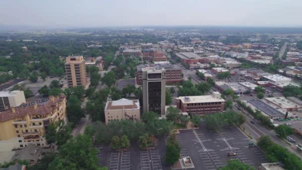 Luftflug Über Fort Collins Drone View Downtown Colorado Amazing Landscape — Stockvideo