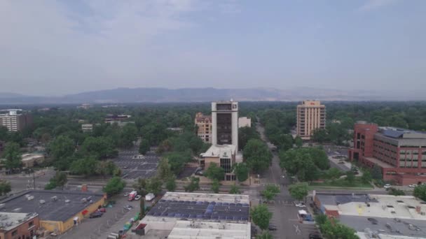 Luftflug Über Fort Collins Colorado Drone View Amazing Landscape Innenstadt — Stockvideo