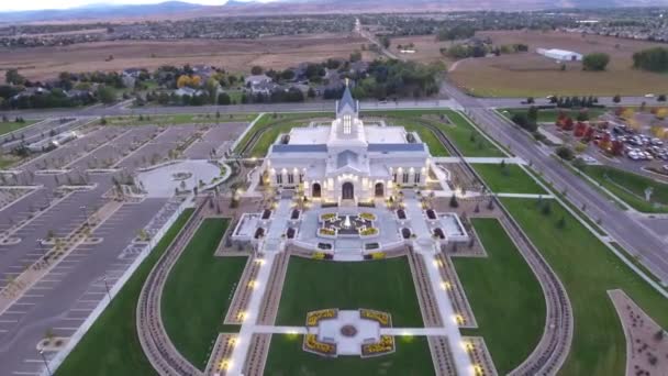 Luftflug Über Fort Collins Colorado Tempel Drohnenblick Atemberaubende Landschaft — Stockvideo