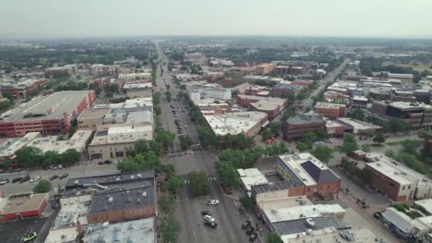 Luftflug Über Fort Collins Drone View Colorado Downtown Amazing Landscape — Stockvideo