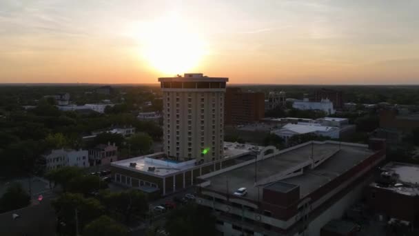 Sunset Mobile Alabama Centro Cidade Paisagem Incrível Vista Drone — Vídeo de Stock