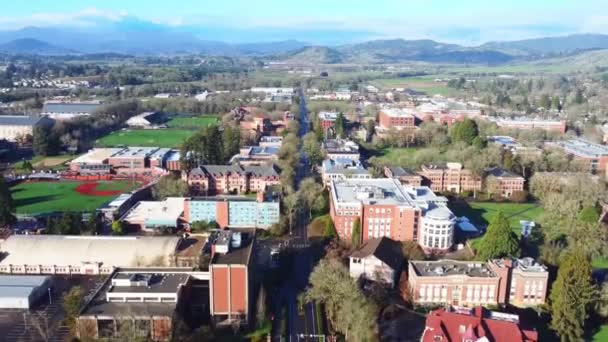 Aerial Flying Oregon State University Corvallis Amazing Landscape Drone View — ストック動画