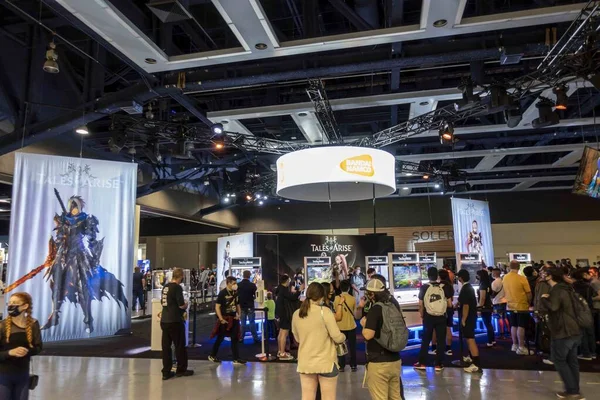 Seattle, WA USA - circa September 2021: View of people walking around PAX West at the Seattle Convention Center during the Covid 19 outbreak