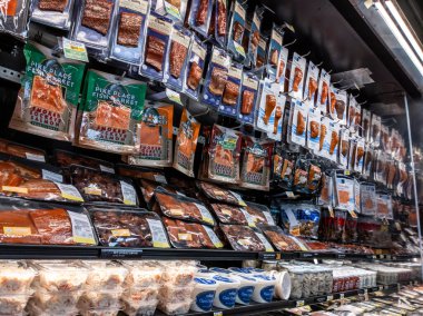 Woodinville, WA USA - circa May 2022: Angled view of seafood for sale inside a Haggen Northwest Fresh grocery store.