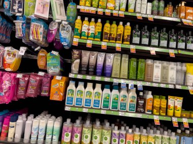 Seattle, WA USA - circa May 2022: View of womens shaving and bath care products for sale inside a QFC grocery store.