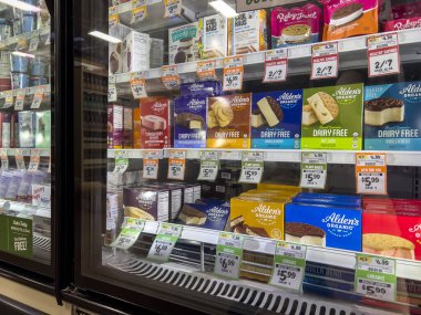 Seattle, WA USA - circa June 2022: Close up view of ice cream products for sale inside a Sprouts Market.